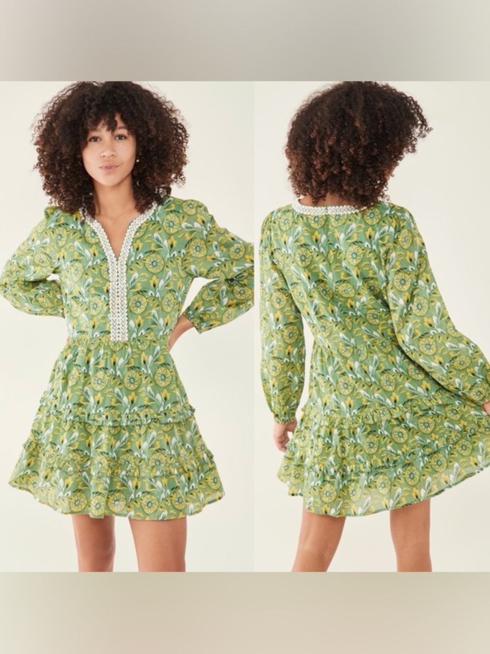 Roller Rabbit zanna naema  green floral dress size small
